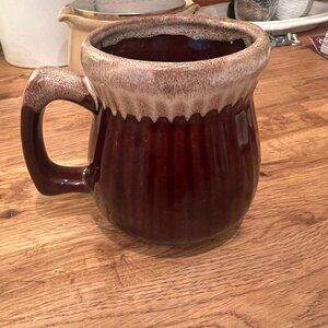 Vintage Retro Mid-Century Boho Rustic Collectible Brown Drip Coffee Mug Cup